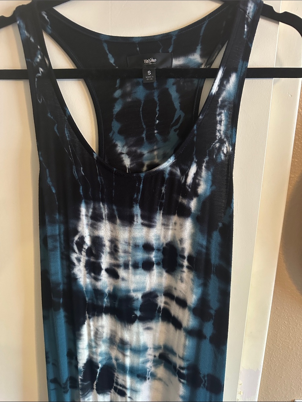 Mossimo Supply Co. Black Blue White Tie-Dye Maxi Dress